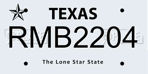 RMB2204 Texas License Plate