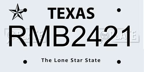 RMB2421 Texas License Plate