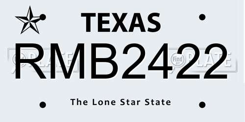 RMB2422 Texas License Plate