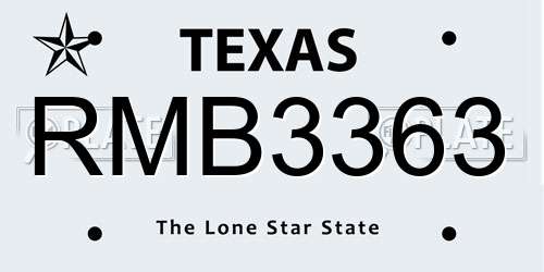 RMB3363 Texas License Plate