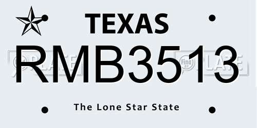 RMB3513 Texas License Plate