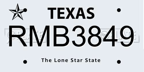 RMB3849 Texas License Plate