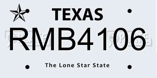 RMB4106 Texas License Plate