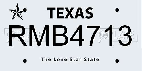 RMB4713 Texas License Plate