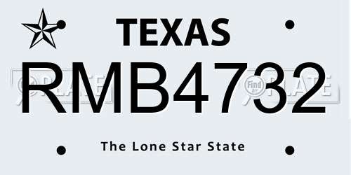RMB4732 Texas License Plate