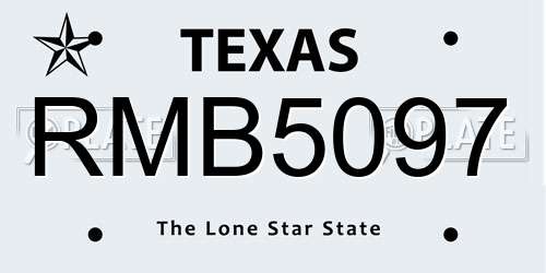RMB5097 Texas License Plate
