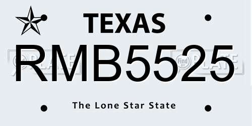 RMB5525 Texas License Plate