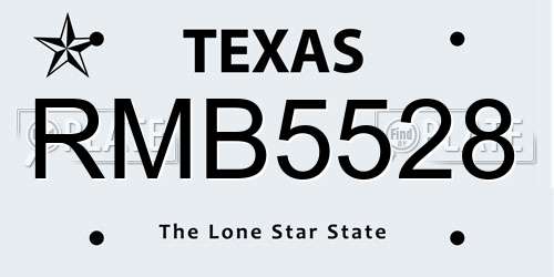 RMB5528 Texas License Plate