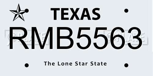 RMB5563 Texas License Plate