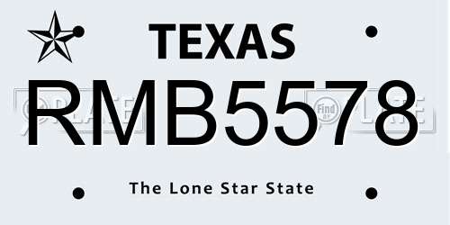 RMB5578 Texas License Plate