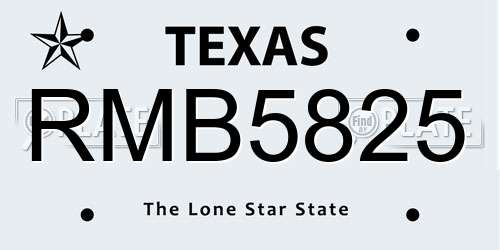 RMB5825 Texas License Plate