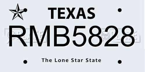 RMB5828 Texas License Plate
