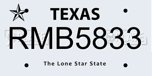 RMB5833 Texas License Plate