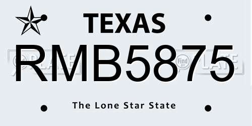 RMB5875 Texas License Plate