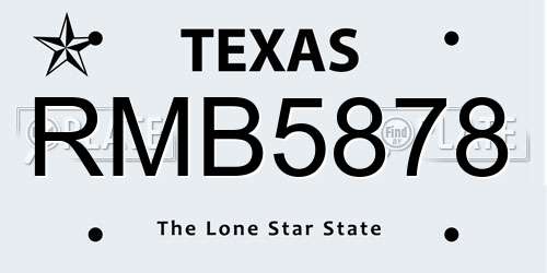 RMB5878 Texas License Plate