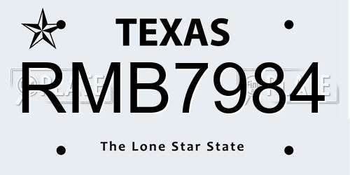 RMB7984 Texas License Plate