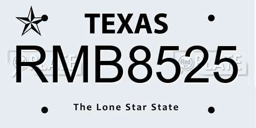 RMB8525 Texas License Plate