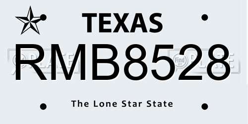 RMB8528 Texas License Plate