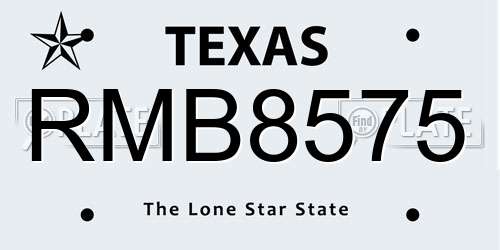 RMB8575 Texas License Plate