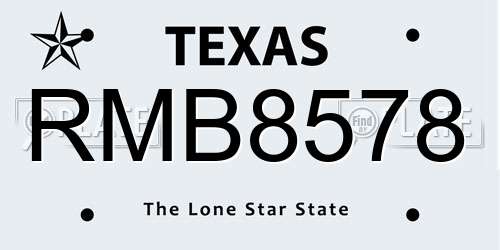 RMB8578 Texas License Plate
