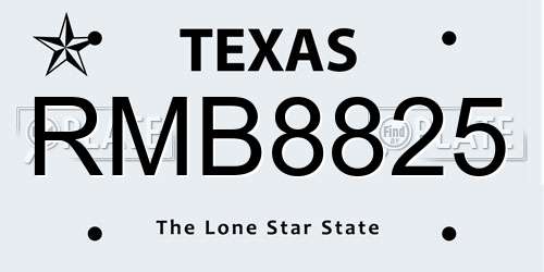 RMB8825 Texas License Plate