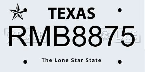 RMB8875 Texas License Plate