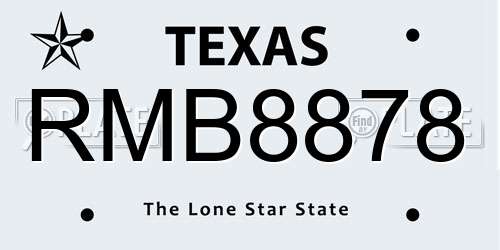 RMB8878 Texas License Plate