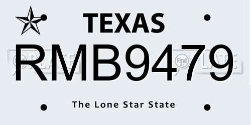 RMB9479 Texas License Plate
