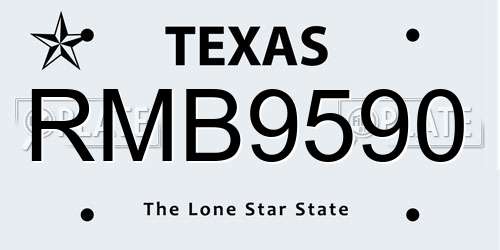 RMB9590 Texas License Plate