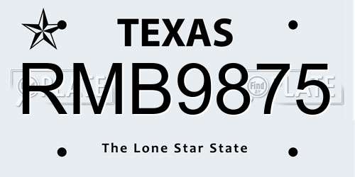 RMB9875 Texas License Plate