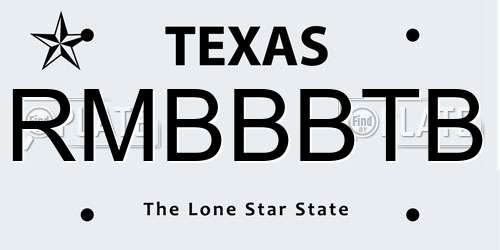 RMBBBTB Texas License Plate