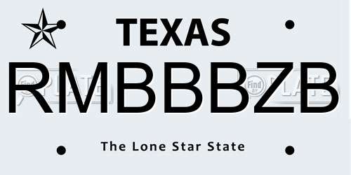 RMBBBZB Texas License Plate