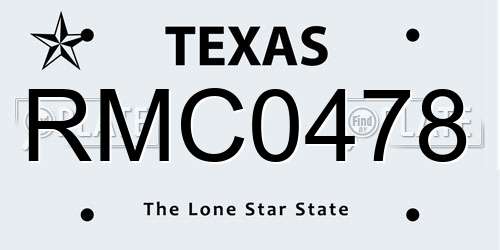 RMC0478 Texas License Plate