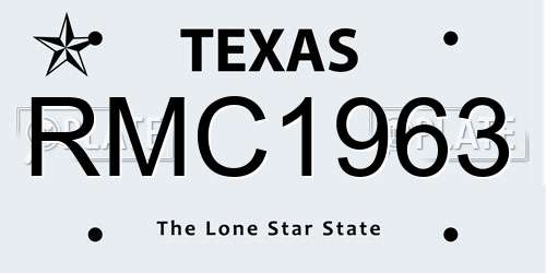 RMC1963 Texas License Plate