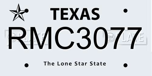 RMC3077 Texas License Plate