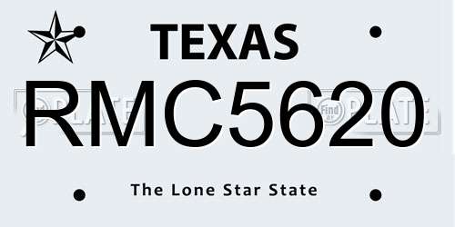 RMC5620 Texas License Plate