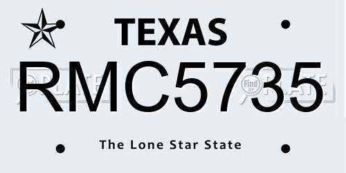 RMC5735 Texas License Plate