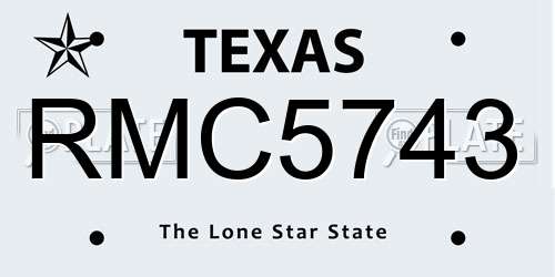 RMC5743 Texas License Plate