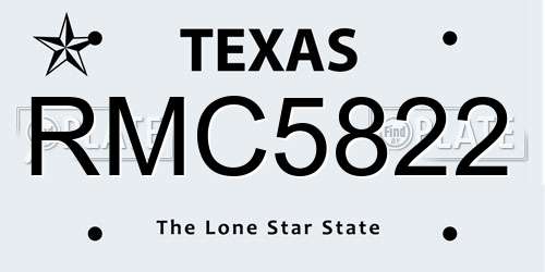 RMC5822 Texas License Plate