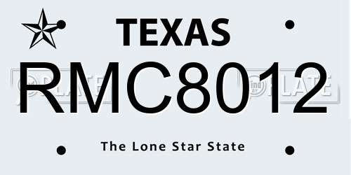RMC8012 Texas License Plate