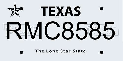 RMC8585 Texas License Plate