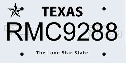 RMC9288 Texas License Plate