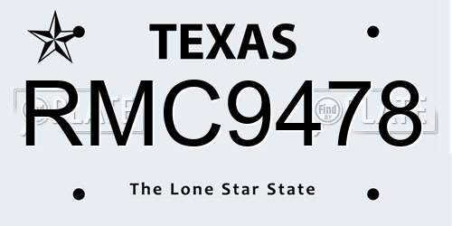 RMC9478 Texas License Plate