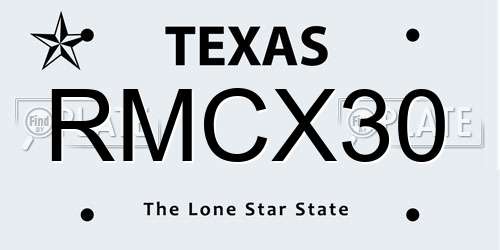 RMCX30 Texas License Plate
