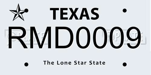 RMD0009 Texas License Plate