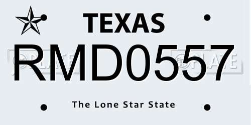 RMD0557 Texas License Plate