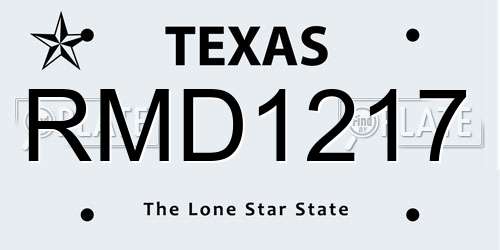RMD1217 Texas License Plate