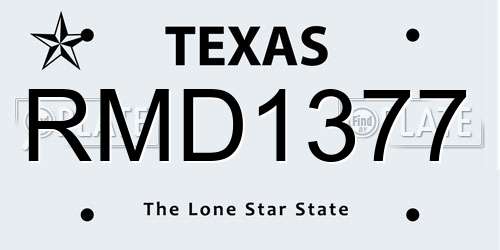 RMD1377 Texas License Plate