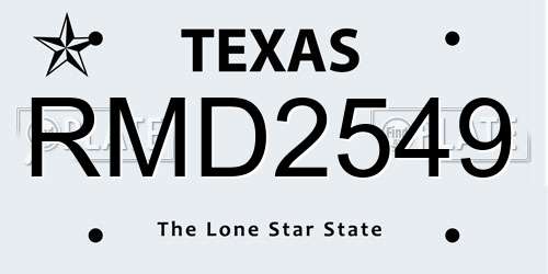 RMD2549 Texas License Plate