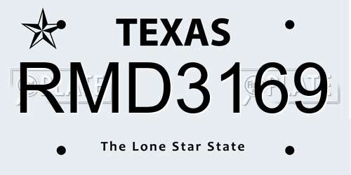 RMD3169 Texas License Plate